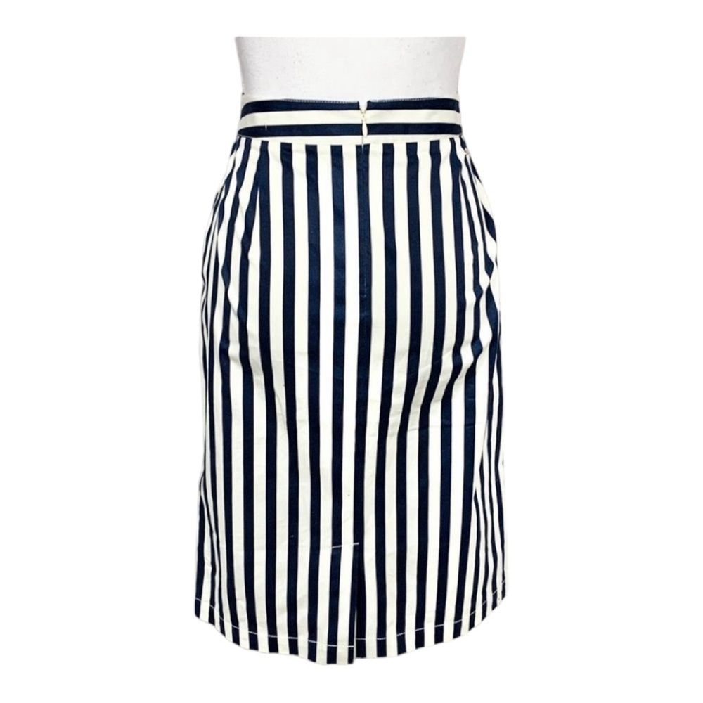 Nautical Navy Blue and White Striped Nautical Pencil Skirt Size 2 - Picture 4 of 6